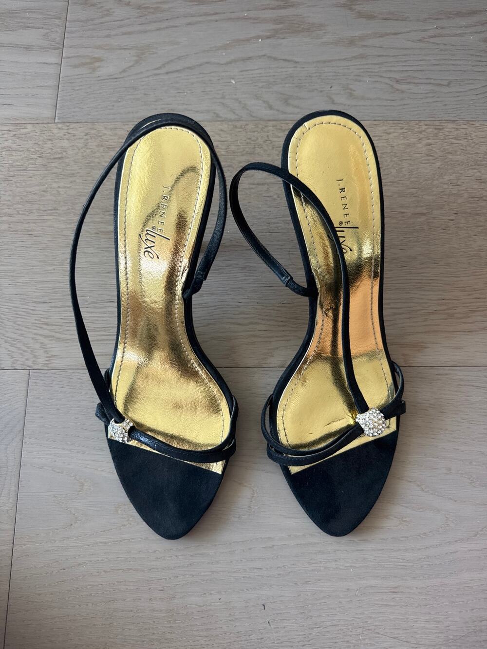 J Renee Stardust sandal in black and gold